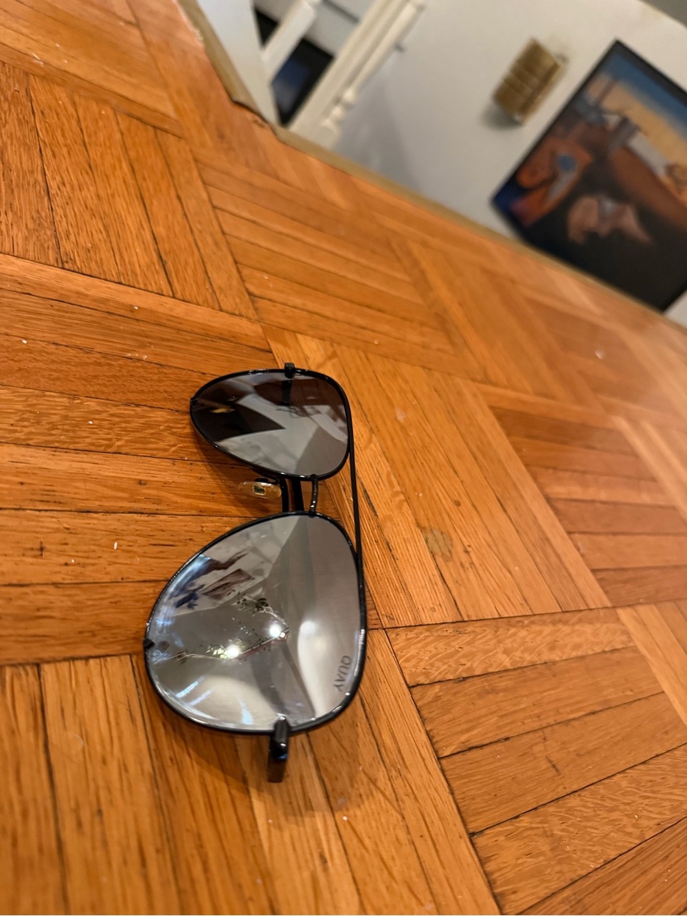 Quay Australia Women's Aviator Sunglasses - Black Frame, Silver Lenses
